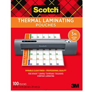 Scotch Thermal Laminating Pouches, 100-Pack, 8.9 x 11.4 Inches, Letter Size Sheets (TP3854-100)